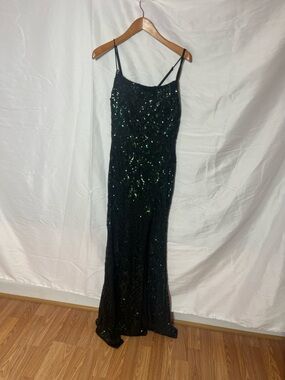 Black Sequin Slip Dress with Spaghetti Straps